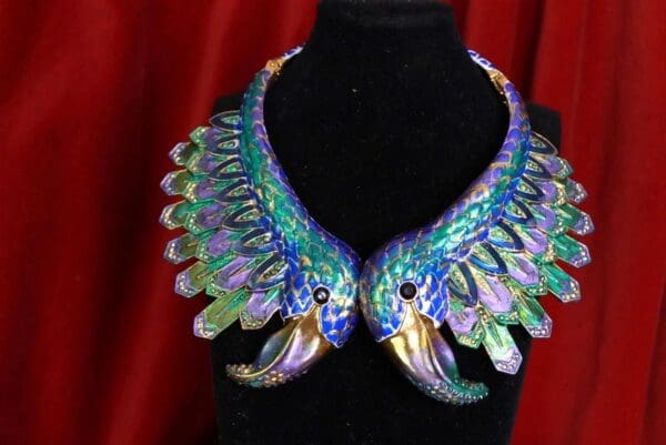 SOLD! 9441Enamel Heavy Peacock Collar Necklace - Image 2