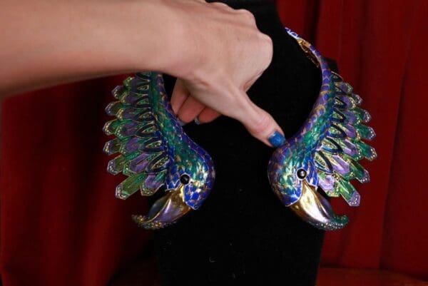 SOLD! 9441Enamel Heavy Peacock Collar Necklace - Image 3