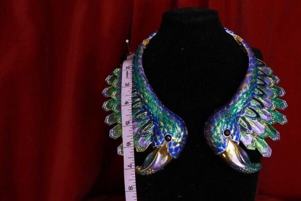 SOLD! 9441Enamel Heavy Peacock Collar Necklace - Image 4