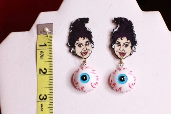 SOLD! 9445 Cartoonish Witch Eye Dangle Earrings - Image 2