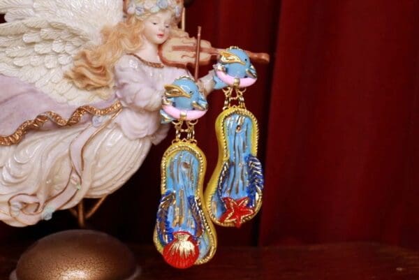 SOLD! 9449 Feather Light Nautical Irregular Sandal Beach Studs Earrings