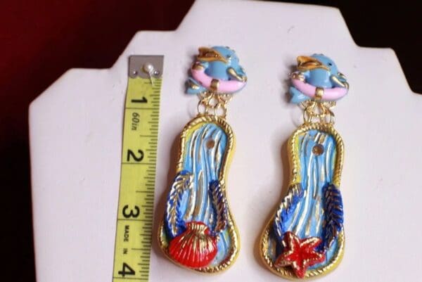 SOLD! 9449 Feather Light Nautical Irregular Sandal Beach Studs Earrings - Image 2