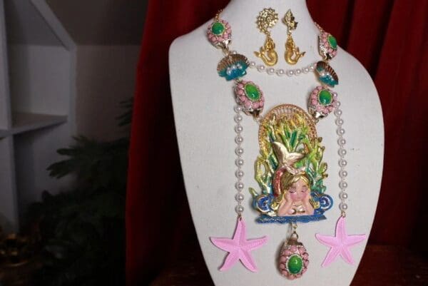 SOLD! 9451 Set Of Nautical Little Mermaid Necklace+ Earrings - Image 7
