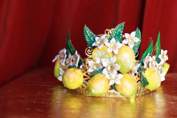 SOLD! 9454 Baroque 3D Effect Lemon Fruit Statement Headband - Image 2