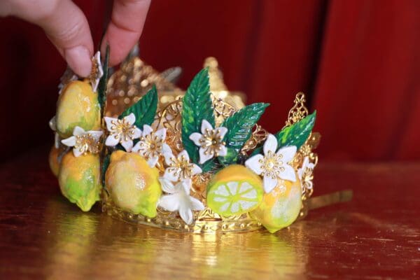 SOLD! 9454 Baroque 3D Effect Lemon Fruit Statement Headband - Image 5