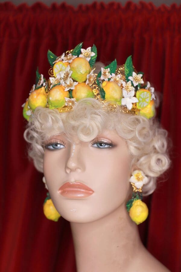 SOLD! 9454 Baroque 3D Effect Lemon Fruit Statement Headband - Image 6