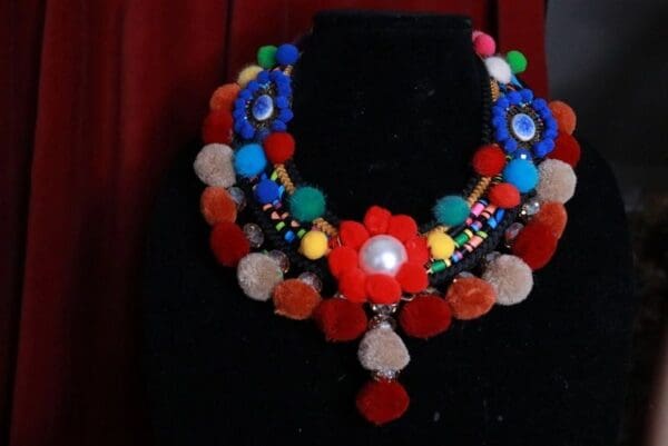 SOLD! 9460 Pom Pom Sicilian Choker Necklace - Image 2