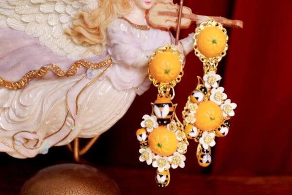 SOLD! 9461 Baroque Orange Fruit Light Weight Earrings