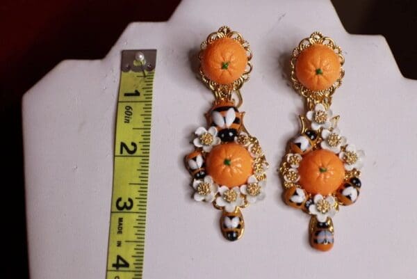 SOLD! 9461 Baroque Orange Fruit Light Weight Earrings - Image 5