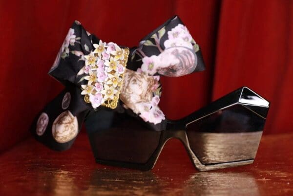 SOLD! 9462 Baroque One Sided Flower Blossom Bow Flower Sunglasses - Image 4