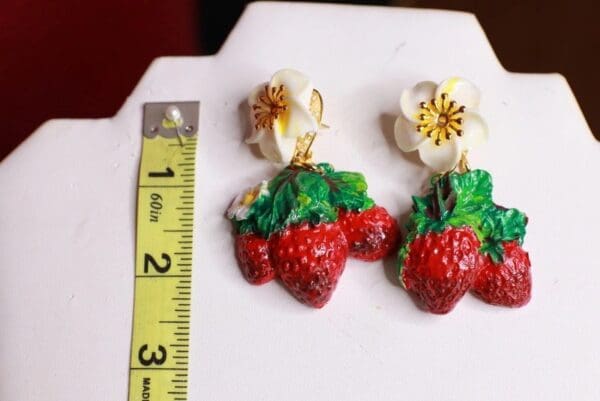 SOLD! 9466 Baroque Strawberry Light Weight Earrings - Image 4