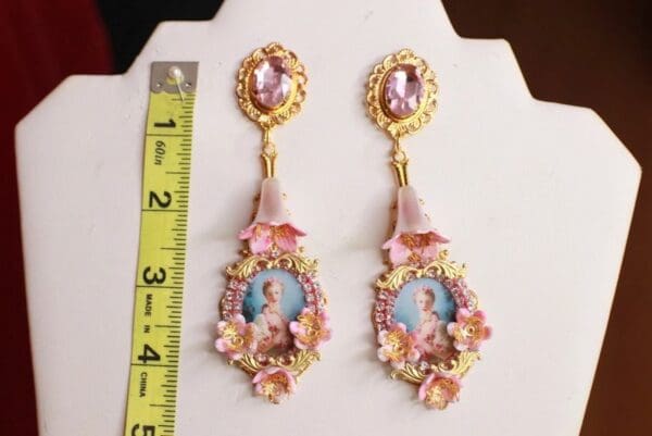 SOLD! 9472 Young Marie Antoinette Tall Earrings Studs - Image 2