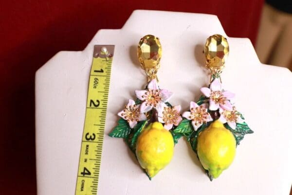SOLD! 9488 Baroque Large Lemon Fruit Flower Blossom Earrings - Image 6