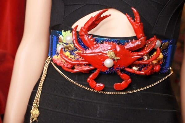 SOLD! 9493 Nautical Crab Corals Embellished Waist Gold Belt Size S, L, M - Image 3
