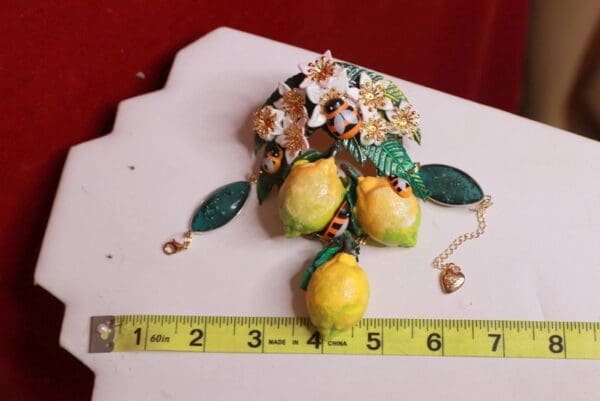 SOLD! 9496 Baroque Vivid Lemon Fruit Flower Blossom Ladybug Massive Bracelet - Image 5
