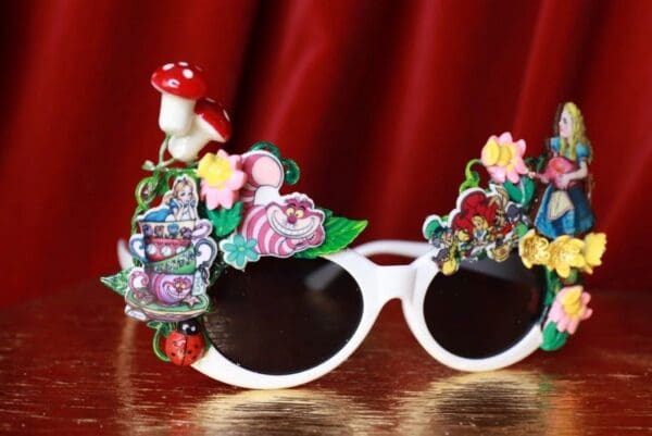 SOLD! 9523 Alice In Wonderland Fancy Embellished Sunglasses - Image 3