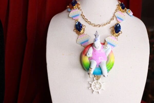 SOLD! 9526 Unicorn Pool Cartoonish Adorable Necklace - Image 5