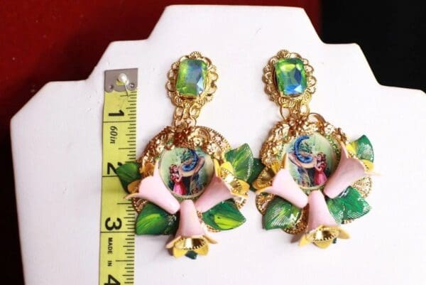 SOLD! 9531 Alice In Wonderland Cameo Vintage Style Dangle Earrings - Image 2
