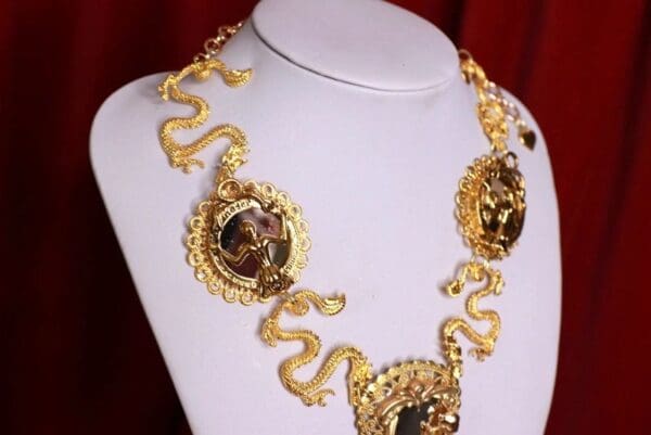 SOLD! 9546 Art Deco Tripple Mirror Lady In Dragons Necklace - Image 3