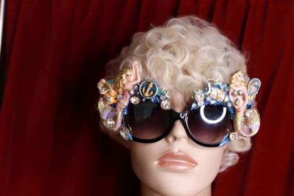 SOLD! 9552 Nautical Sea Ocean Faced Mermaids Embellished Sunglasses - Image 7