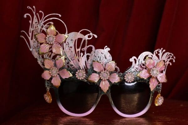 SOLD! 9553 Baroque Grade Flowers Filigree Embellished Sunglasses - Image 4