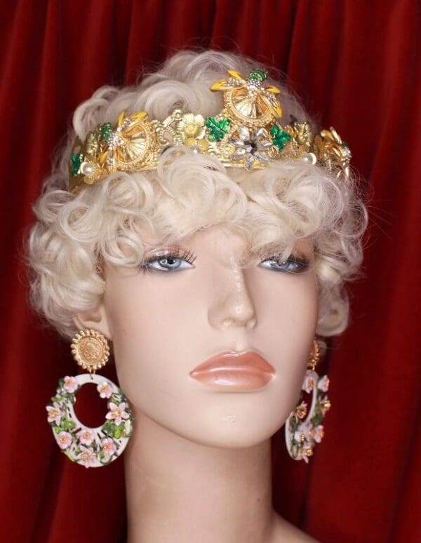 SOLD! 9567 Baroque Enamel Flower Blossom Coin Earrings - Image 2
