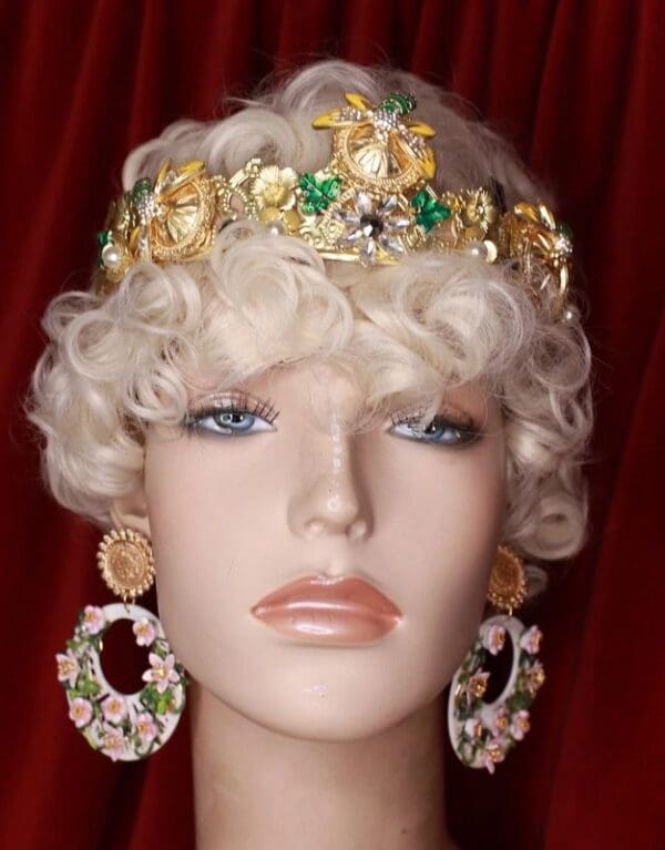 SOLD! 9567 Baroque Enamel Flower Blossom Coin Earrings - Image 3