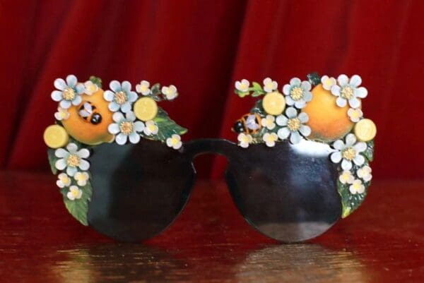 SOLD! 9573 Baroque Sicilian Lemon Fruit Green Length Embellished Sunglasses