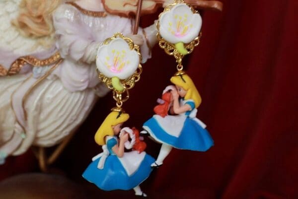 SOLD! 9591 Alice In Wonderland 3D Effect Alice Dangle Earrings