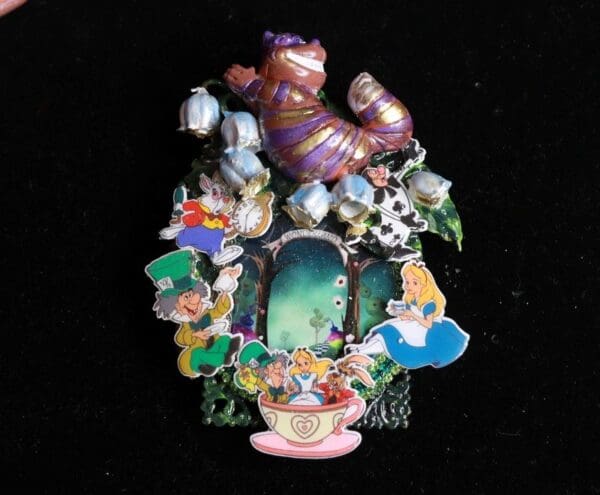 SOLD! 9602 Cat Alice In Wonderland Massive Brooch Pin