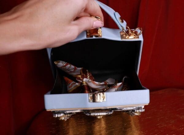 SOLD! 9608 Unusual Stone effect Roman Statues Embellished Handbag - Image 9