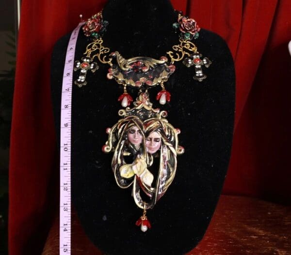 SOLD! 9616 Dark Series Art Jewelry 3D Effect Vintage Style Sicilian Widows Huge Necklace - Image 4