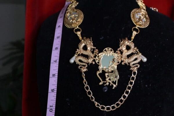 SOLD! 9630 Art Deco Tripple Mirror Lady In Dragons Necklace - Image 4