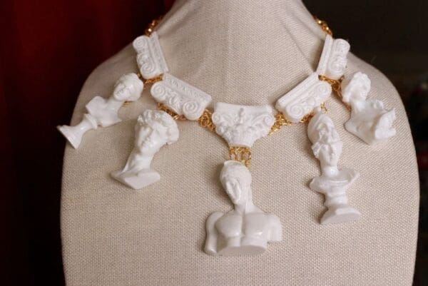 SOLD! 9637 Roman Revival Statues Sculptures Large Necklace - Image 2