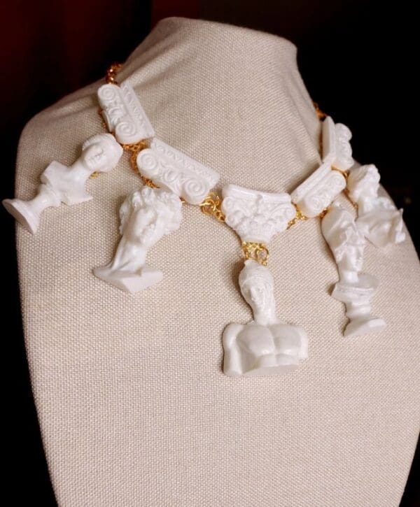 SOLD! 9637 Roman Revival Statues Sculptures Large Necklace - Image 3