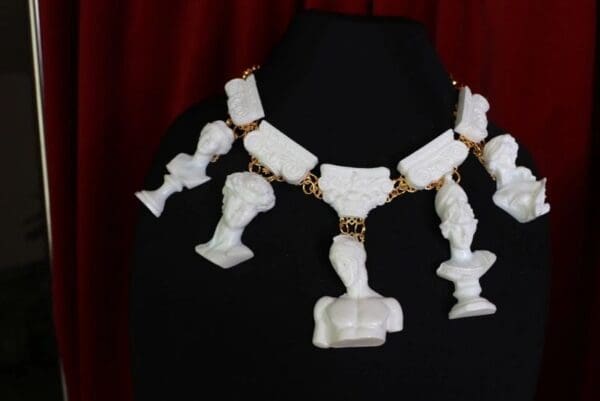 SOLD! 9637 Roman Revival Statues Sculptures Large Necklace - Image 4