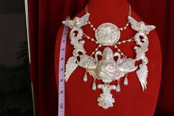 SOLD! 9639 Roman Revival Goddess Swans Art Deco Large Necklace - Image 3