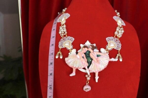 SOLD! 9648 Art Jewelry Unusual 3D Effect Ballerinas Theatre Pearl Necklace - Image 3
