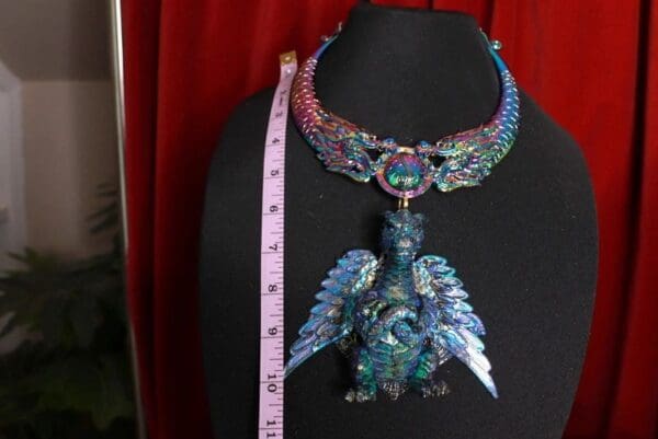 SOLD! 9651 Medieval Iridescent Huge Dragon Large Necklace - Image 5