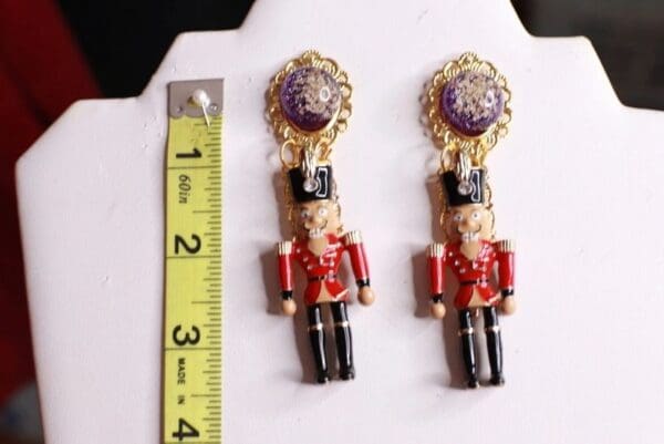 SOLD! 9656 Baroque Enamel Nutcracker Studs Earrings - Image 3