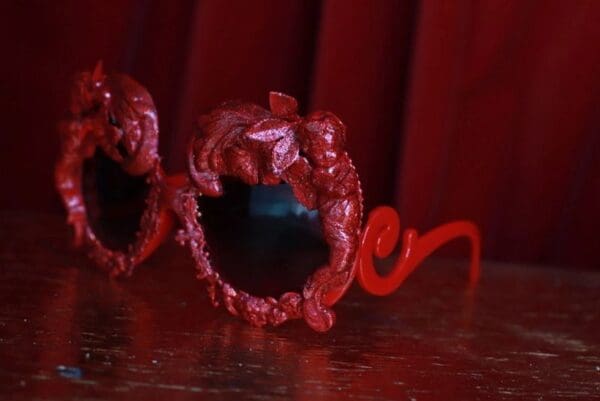 SOLD! 9672 Art Jewelry Red Cherubs Baroque Embelished Sunglasses - Image 4