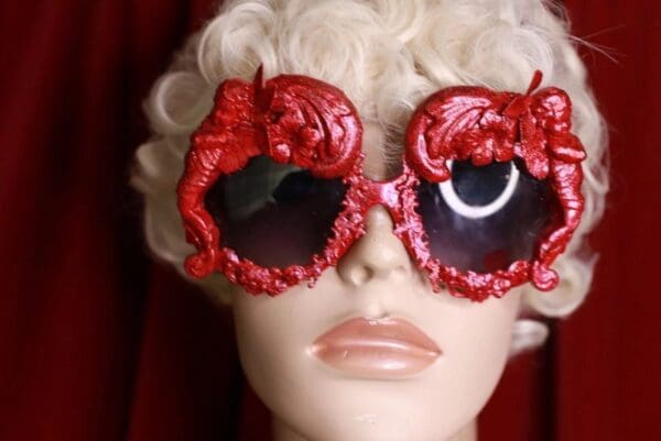 SOLD! 9672 Art Jewelry Red Cherubs Baroque Embelished Sunglasses