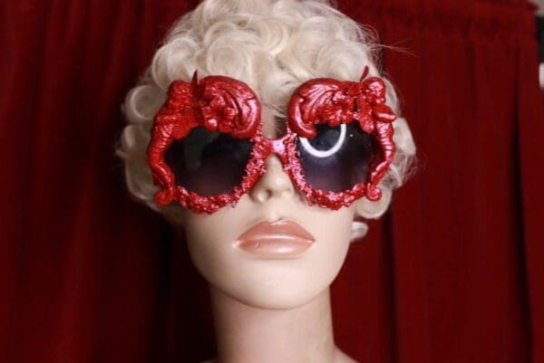 SOLD! 9672 Art Jewelry Red Cherubs Baroque Embelished Sunglasses - Image 8