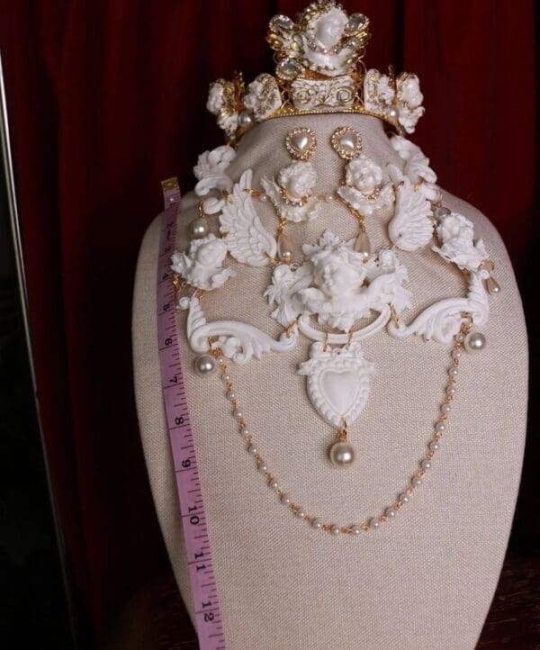 SOLD! 9673 Baroque White chubby Cherubs Pearl Necklace - Image 3