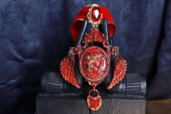 SOLD! 9690 Art Deco Red Goddess 3D Choker Necklace - Image 2