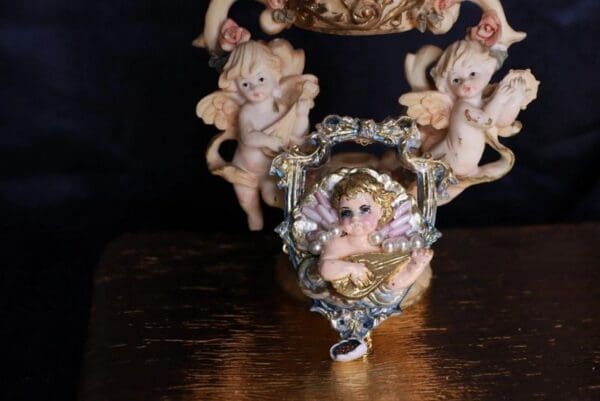 SOLD! 9697 Large Baroque Musical Cherub Large Brooch Pin