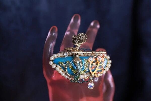 SOLD! 9705 Baroque Nautical Genuine Agate Mermaid Huge Adjustable Cocktail Ring - Image 5