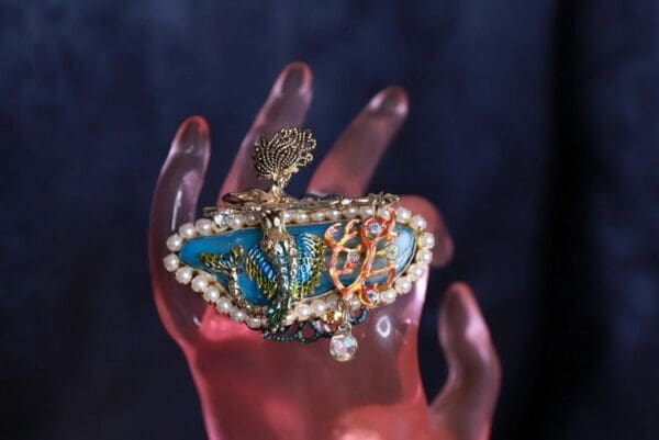 SOLD! 9705 Baroque Nautical Genuine Agate Mermaid Huge Adjustable Cocktail Ring - Image 6