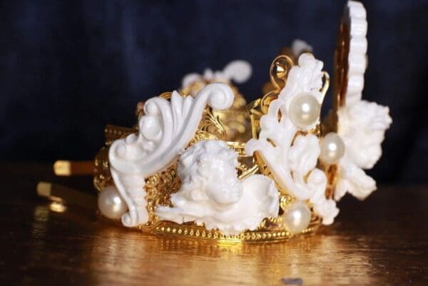 SOLD! 9708 White chubby Cherubs Tall Crown Headband - Image 2