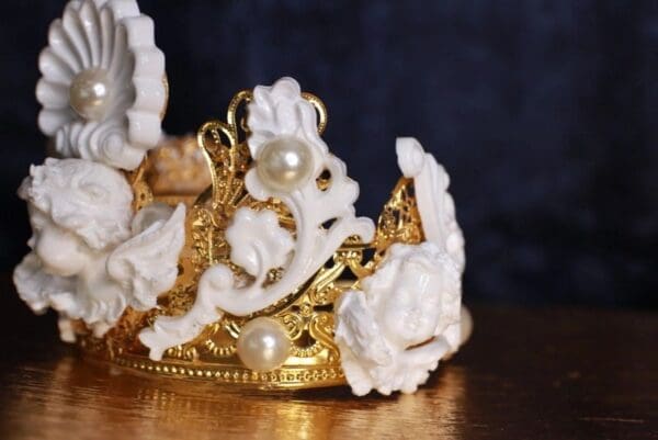 SOLD! 9708 White chubby Cherubs Tall Crown Headband - Image 3